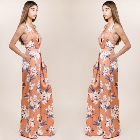 Femme de Lune Floral Satin Jumpsuit - Picture 5 of 6